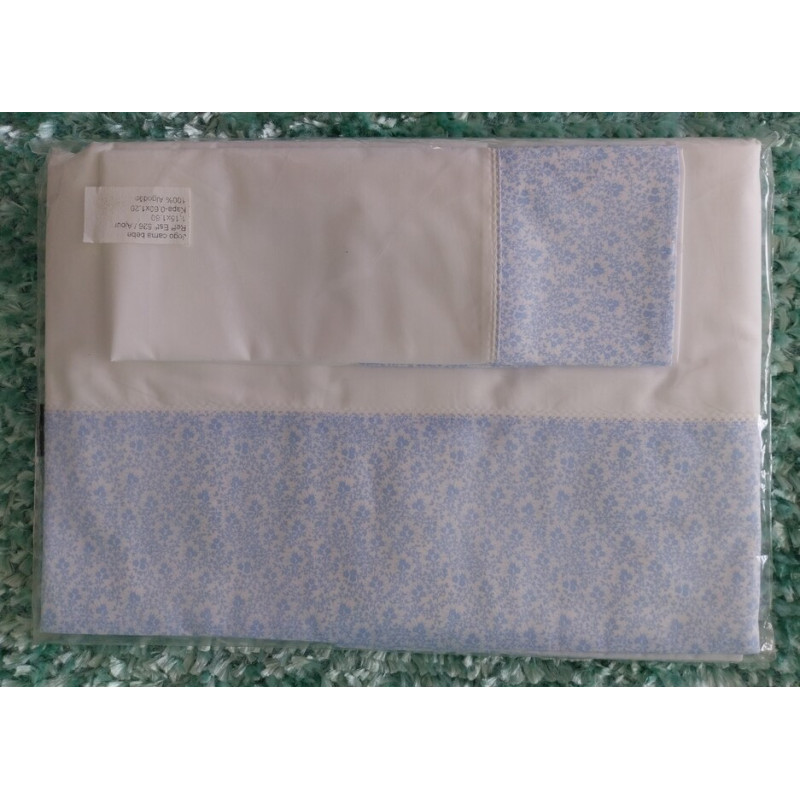 Conjunto de lençóis azul para cama de 60x1,20 "caminha de grades" em algodão Conjunto de lençóis azul para cama de 60x1,20 "caminha de grades" em algodão