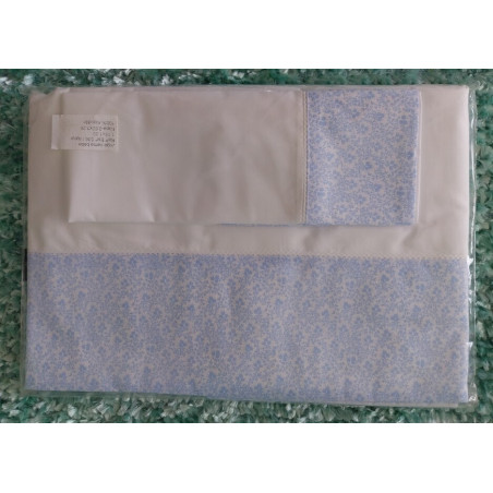 Conjunto de lençóis azul para cama de 60x1,20 "caminha de grades" em algodão