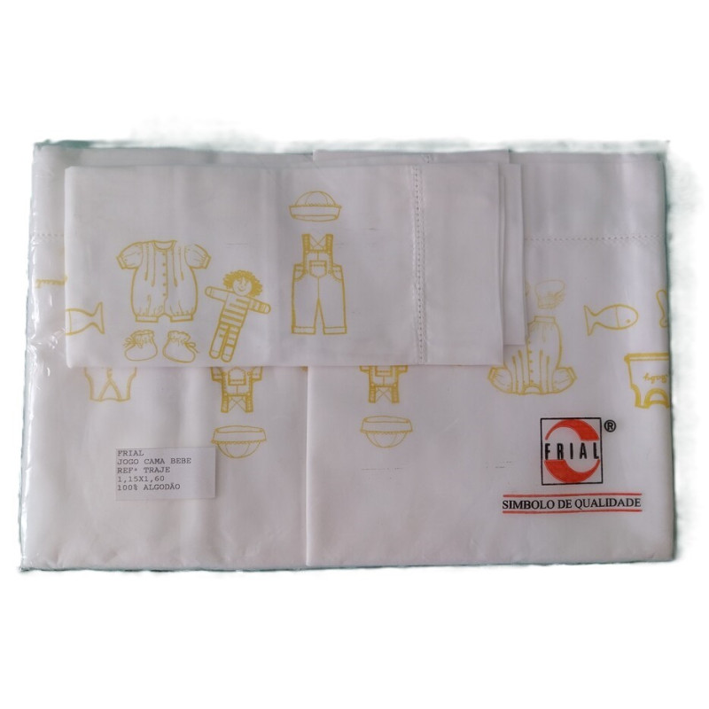 Conjunto de lençóis Bebé para cama de 60x1,20 "caminha de grades" em algodão Conjunto de lençóis Bebé para cama de 60x1,20 "caminha de grades" em algodão
