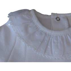 Body com folho renda, azul, rosa, bege e branco