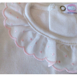 Body com gola rosa, branco, azul