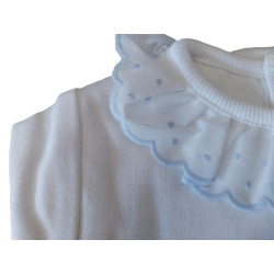 Body com gola rosa, branco, azul
