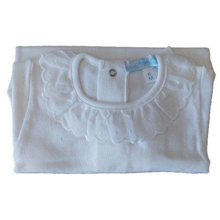 Body com gola rosa, branco, azul