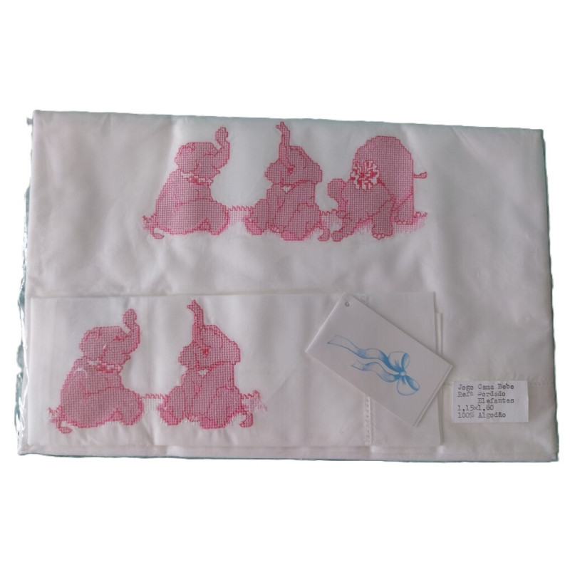 Conjunto de lençóis elefante para caama de 60x1,20 "caminha de grades" em algodão Conjunto de lençóis elefante para caama de 60x1,20 "caminha de grades" em algodão