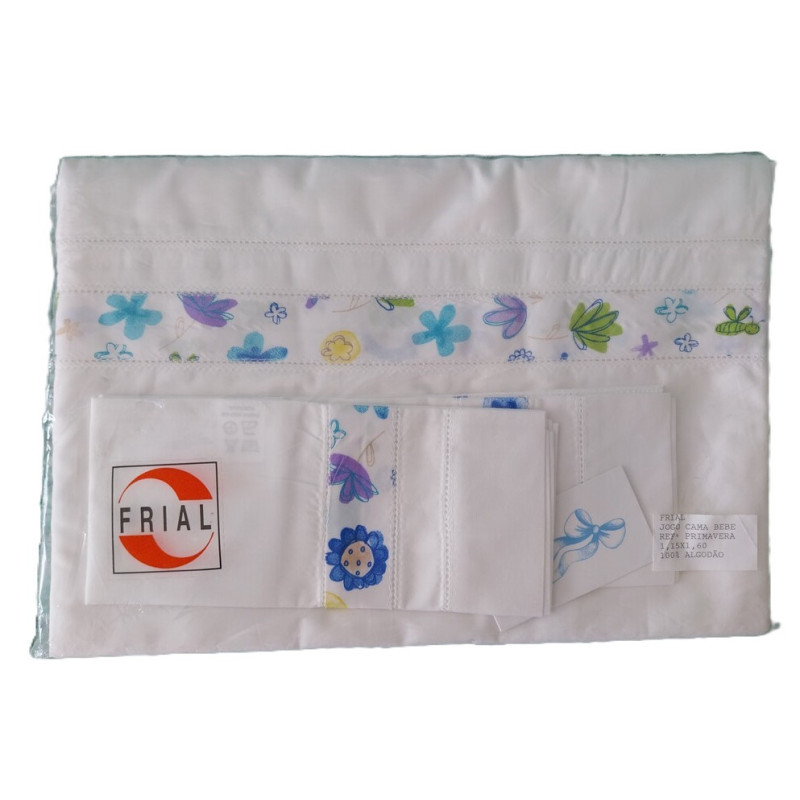 Conjunto de lençóis primavera para cama de 60x1,20 "caminha de grades" em algodão Conjunto de lençóis primavera para cama de 60x1,20 "caminha de grades" em algodão
