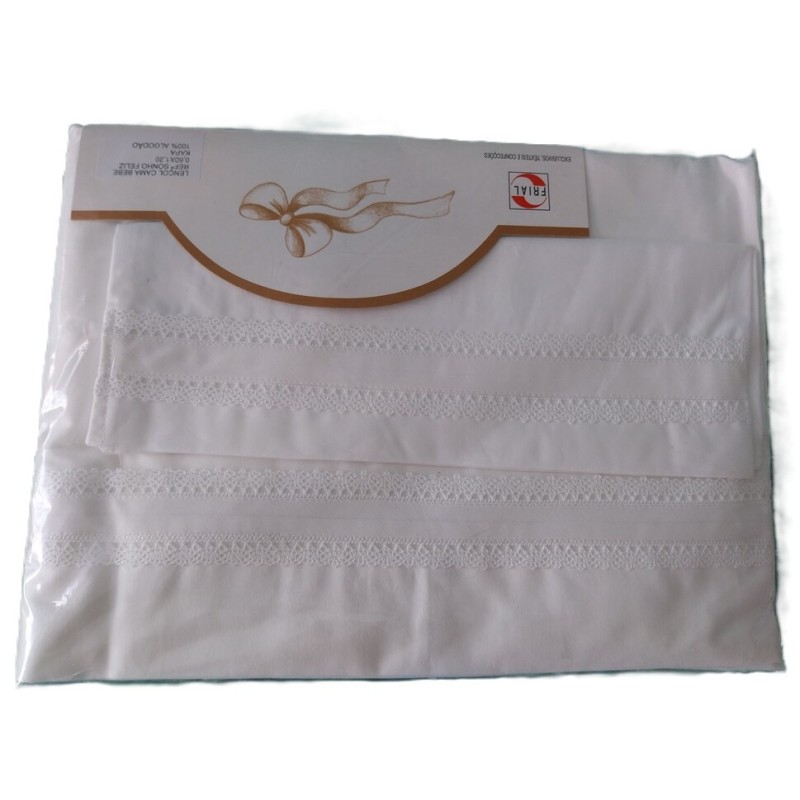 Conjunto de lençóis renda para cama de 60x1,20 "caminha de grades" em algodão Conjunto de lençóis renda para cama de 60x1,20 "caminha de grades" em algodão